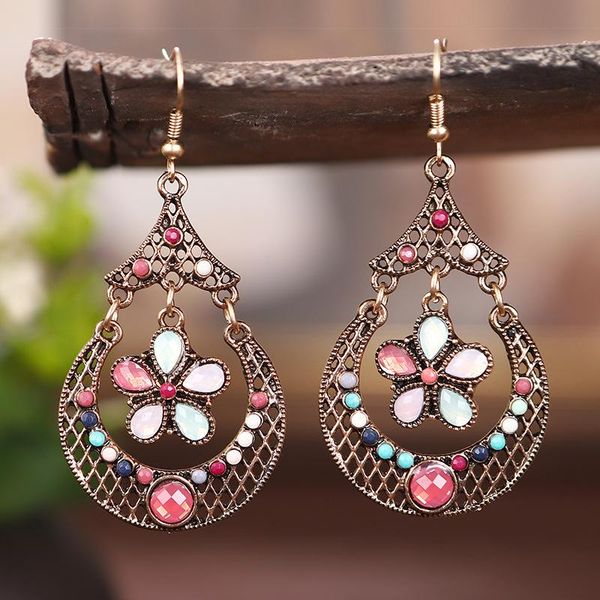 new retro pink flower earrings for women boho crystal hollow summer earrings jewelry wholesale, Silver
new retro pink flower earrings for women boho crystal hollow summer earrings jewelry wholesale, Silver