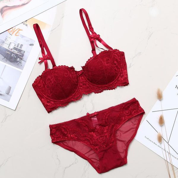 bras sets women lingerie plus size e cup red bra set demi half push up light padded bow decoration mesh panties1, Red;black
bras sets women lingerie plus size e cup red bra set demi half push up light padded bow decoration mesh panties1, Red;black