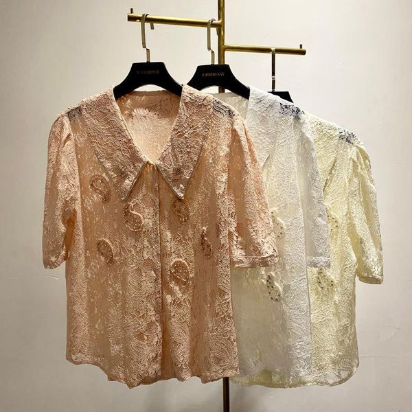 2020 same new red style summer knitting pattern lace hollow design cool fairy short-sleeve shirt 01tn, White
2020 same new red style summer knitting pattern lace hollow design cool fairy short-sleeve shirt 01tn, White