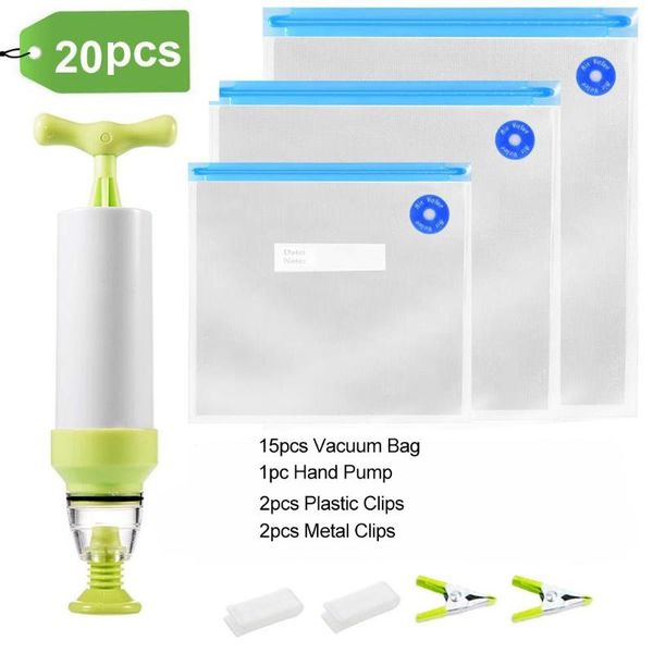 17/20pcs vacuum bags sous vide bags kit reusable storage wrap bag zip containers with hand pump clips
17/20pcs vacuum bags sous vide bags kit reusable storage wrap bag zip containers with hand pump clips