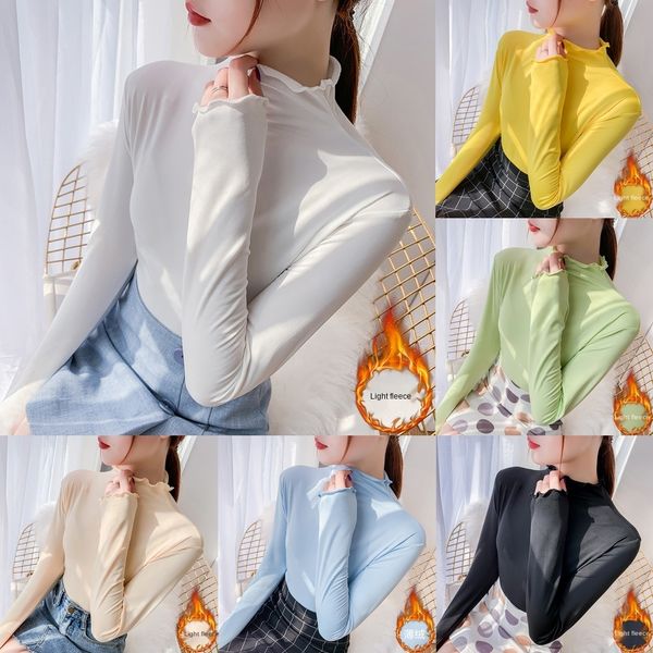 new wooden ear half-high collar solid color slim plus velvet warm base women's inner long t- shirt shirtsleeve t-shirt 1226 v7cvb, Black
new wooden ear half-high collar solid color slim plus velvet warm base women's inner long t- shirt shirtsleeve t-shirt 1226 v7cvb, Black