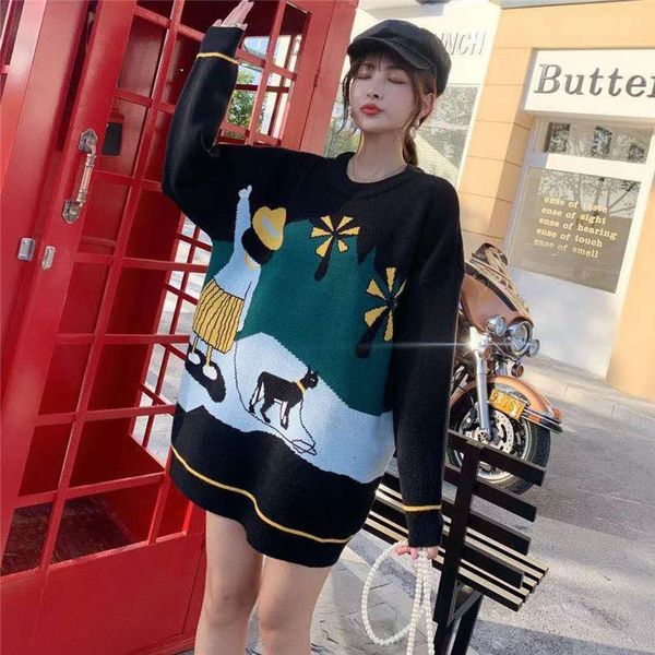 super fire women's loose jacquard languid style 2020 new autumn and winter fashion foreign knitted sweater sweater style large knitwear, White;black
super fire women's loose jacquard languid style 2020 new autumn and winter fashion foreign knitted sweater sweater style large knitwear, White;black