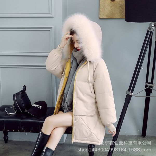 2021 new of the new women mid-length clothes solid color big fur collar down cotton jacket h00201, Black
2021 new of the new women mid-length clothes solid color big fur collar down cotton jacket h00201, Black