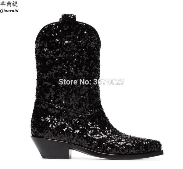 boots qianruiti botas mujer glitter women sequined cloth shoes cuben heels pointed toe taxan cowboy runway autumn winter, Black
boots qianruiti botas mujer glitter women sequined cloth shoes cuben heels pointed toe taxan cowboy runway autumn winter, Black
