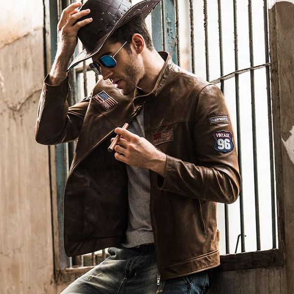 men's leather & faux genuine jacket men spring autumn vintage motorcycle plus size chaqueta cuero hombre fm2021-60 yy770, Black
men's leather & faux genuine jacket men spring autumn vintage motorcycle plus size chaqueta cuero hombre fm2021-60 yy770, Black