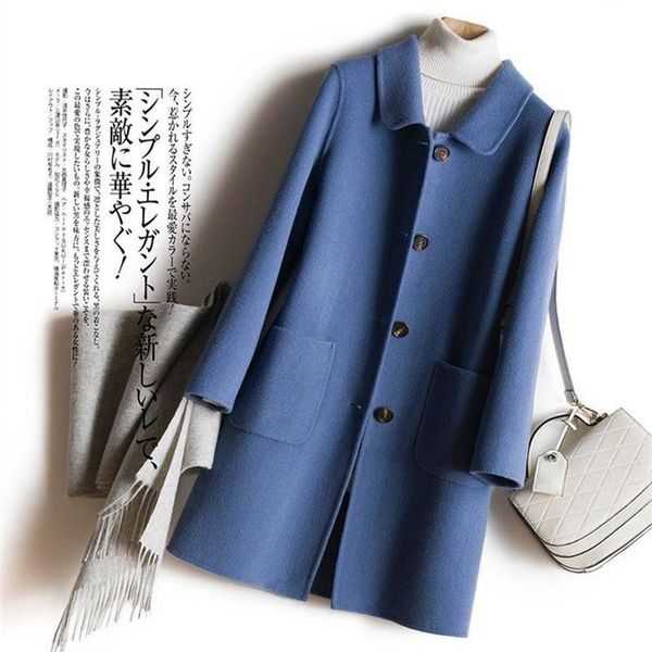 2020 new autumn winter women doll collar single breasted long woolen jacket female wool blend coat abrigos mujer elegante r85, Black
2020 new autumn winter women doll collar single breasted long woolen jacket female wool blend coat abrigos mujer elegante r85, Black