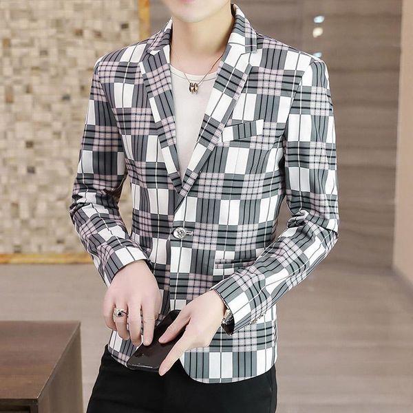 2021 new suit men slim korean fashion jacket upper male native popular logo thin plaid casual single blazer small sweet wind, White;black
2021 new suit men slim korean fashion jacket upper male native popular logo thin plaid casual single blazer small sweet wind, White;black