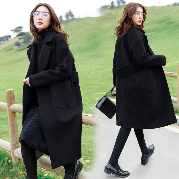 women's wool & blends l-4xl plus size casual women coats 2021 autumn winter fashion loose pockets jacket female outerwears x-long woole, Black
women's wool & blends l-4xl plus size casual women coats 2021 autumn winter fashion loose pockets jacket female outerwears x-long woole, Black