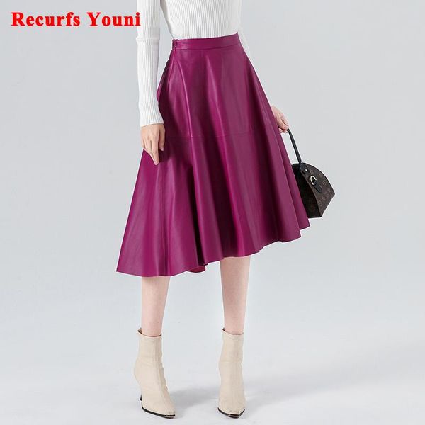 skirts women genuine leather over knee high waist purple skirt female fashion long pleated jupe mujer irregular big hem flared saias, Black
skirts women genuine leather over knee high waist purple skirt female fashion long pleated jupe mujer irregular big hem flared saias, Black