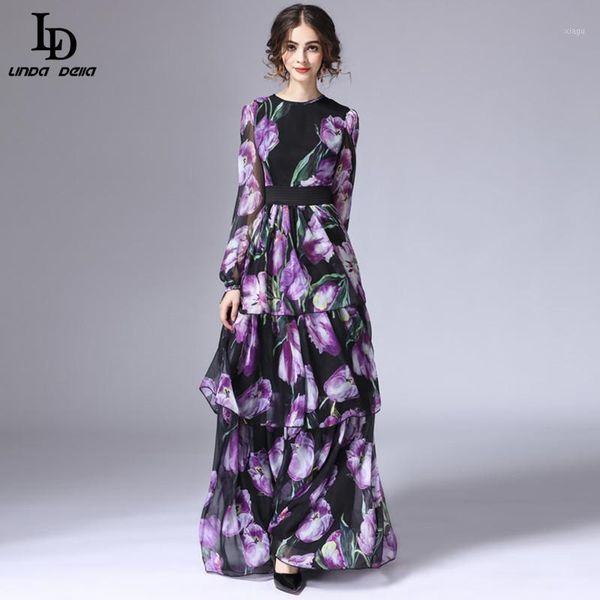 ld linda della spring new fashion runway maxi dress women's long sleeve vintage tiered tulip floral printed long dress1, Black;gray
ld linda della spring new fashion runway maxi dress women's long sleeve vintage tiered tulip floral printed long dress1, Black;gray