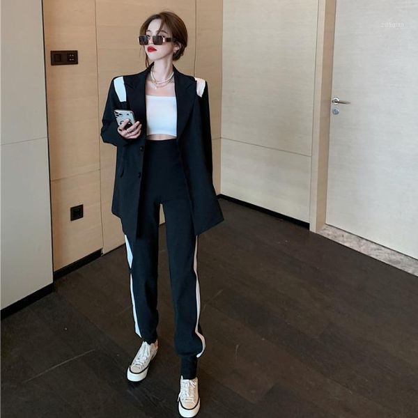 Fashion Style Fried Street Suit Women's Autumn Retro Contrast Two Button Suit Coat Side Stripe Casual Pants Two Piece Set1, Gray
Fashion Style Fried Street Suit Women's Autumn Retro Contrast Two Button Suit Coat Side Stripe Casual Pants Two Piece Set1, Gray