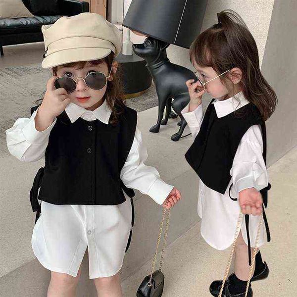 2021 autumn new vest shirt 2-piece korean children's suit girls clothing set g220217, White
2021 autumn new vest shirt 2-piece korean children's suit girls clothing set g220217, White