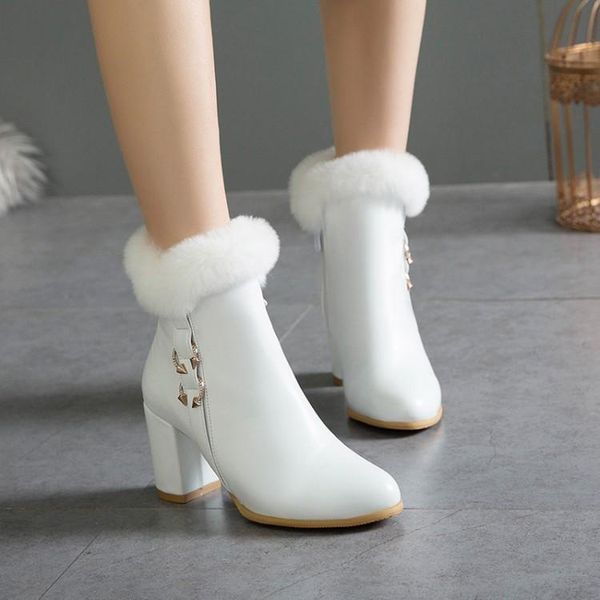 boots pxelena chunky block square heels women ankle fur metal decor fashion office ladies short, Black
boots pxelena chunky block square heels women ankle fur metal decor fashion office ladies short, Black