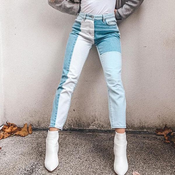 denim jeans straight leg pants two color block women clothes patchwork trendy aesthetic contrast stitch trousers female street, Blue
denim jeans straight leg pants two color block women clothes patchwork trendy aesthetic contrast stitch trousers female street, Blue