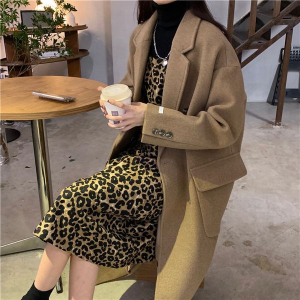 women's woollen autumn and winter new korean long loose casual temperament versatile thick coat fashion, Black
women's woollen autumn and winter new korean long loose casual temperament versatile thick coat fashion, Black