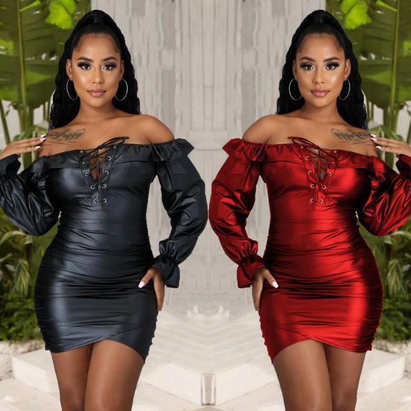 echoine bodycon pu leather mini dress women slash off shoulder grommet lace up hollow out dresses party night club vestidos, Black;gray
echoine bodycon pu leather mini dress women slash off shoulder grommet lace up hollow out dresses party night club vestidos, Black;gray