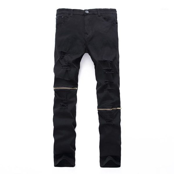 men's jeans casual ripped trousers men knee zipper elastic hip-hop jean retro washed slim straight1, Blue
men's jeans casual ripped trousers men knee zipper elastic hip-hop jean retro washed slim straight1, Blue