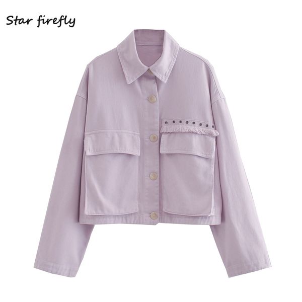 star firefly fashion za jacket female autumn casual slim handsome lapel big pocket single-breasted motorcycle jacket women 201026, Black;brown
star firefly fashion za jacket female autumn casual slim handsome lapel big pocket single-breasted motorcycle jacket women 201026, Black;brown