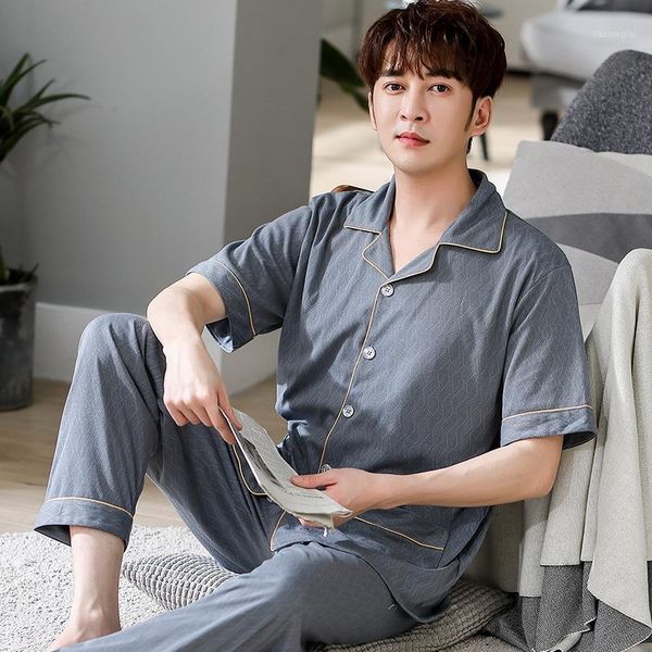 summer pajamas for men sleepwear short sleeve turn-down collar plus size mens pyjamas short +long pants 2pcs set pijamas1, Black;brown
summer pajamas for men sleepwear short sleeve turn-down collar plus size mens pyjamas short +long pants 2pcs set pijamas1, Black;brown