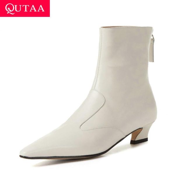 boots qutaa 2021 pointed toe quality cow leather ankle autumn winter fashion square heel zipper women shoes big size 34-43, Black
boots qutaa 2021 pointed toe quality cow leather ankle autumn winter fashion square heel zipper women shoes big size 34-43, Black