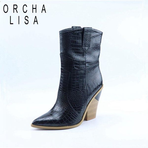 orcha lisa embossed pu leather women mid calf boots pointed toe western cowboy boots women tabs bootie big size 46 botas mujer, Black
orcha lisa embossed pu leather women mid calf boots pointed toe western cowboy boots women tabs bootie big size 46 botas mujer, Black