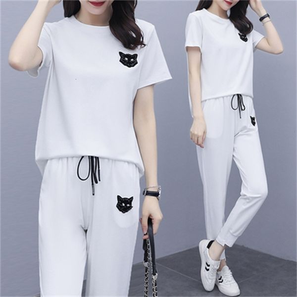 female casual plus size suits sets pieces assembly of pants and haut femme ycj6, White
female casual plus size suits sets pieces assembly of pants and haut femme ycj6, White