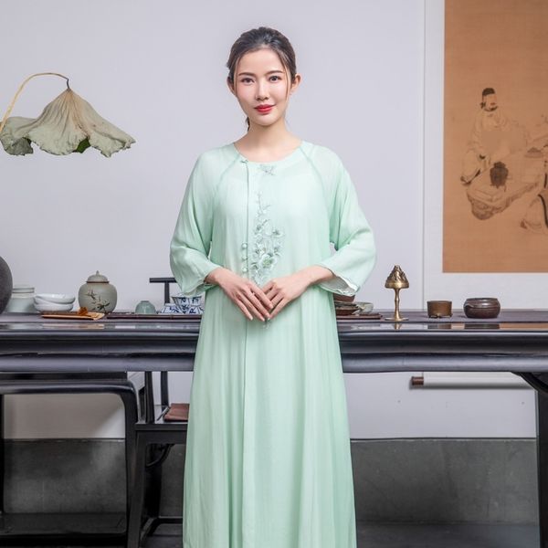 qinian 20 autumn embroidery flower chinese zen tea hanfu chiffon mid waist 7 4 sleeve long skirt long skirt round neck mid length dress qwh7, Black;gray
qinian 20 autumn embroidery flower chinese zen tea hanfu chiffon mid waist 7 4 sleeve long skirt long skirt round neck mid length dress qwh7, Black;gray