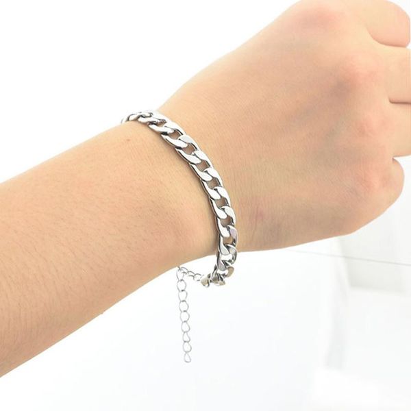 link, chain stainless steel women flat bracelet smooth surface cuban link hand jewelry couple adjustable wholesale, Black
link, chain stainless steel women flat bracelet smooth surface cuban link hand jewelry couple adjustable wholesale, Black