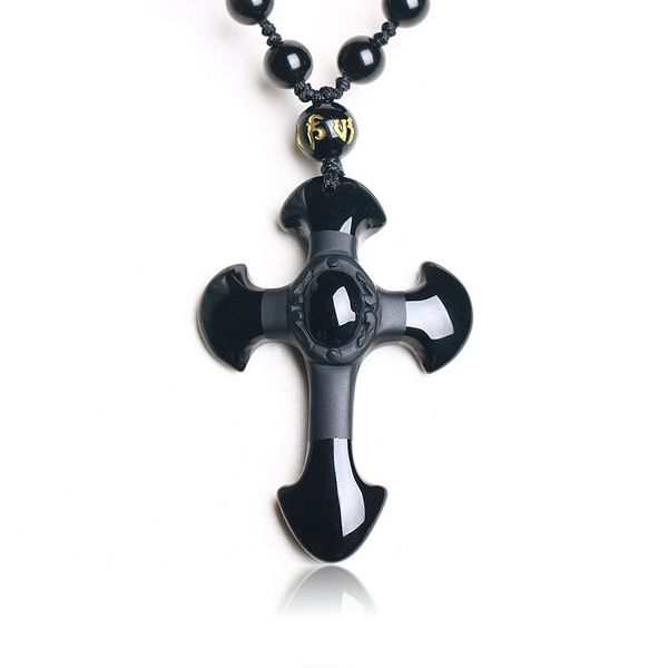 natural stone obsidian cross amulet pendant necklace hand carved pendant with lucky beads chain for women men jewelry 201014, Silver
natural stone obsidian cross amulet pendant necklace hand carved pendant with lucky beads chain for women men jewelry 201014, Silver