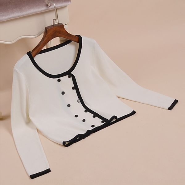 autumn new style women's wear korean version color contrast coat coatversatile double breasted short knitted long sleeve cardigan coat, White;black
autumn new style women's wear korean version color contrast coat coatversatile double breasted short knitted long sleeve cardigan coat, White;black