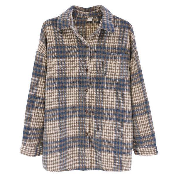 women's blouses & shirts retro plaid shirt coat spring and autumn 2021 loose woolen long sleeve thick matte top, White
women's blouses & shirts retro plaid shirt coat spring and autumn 2021 loose woolen long sleeve thick matte top, White