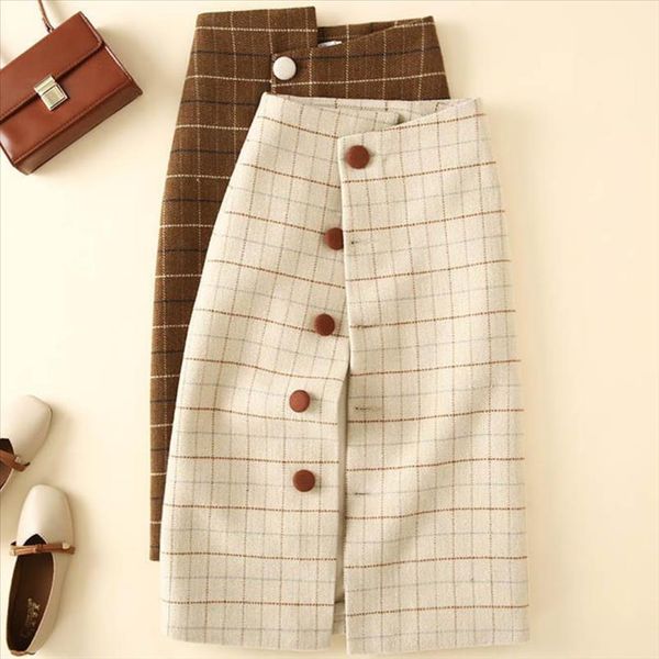 women woolen plaid pencil skirt hight waist celebrity lattice retro female fashion single breasted skirt drop shipping, Black
women woolen plaid pencil skirt hight waist celebrity lattice retro female fashion single breasted skirt drop shipping, Black