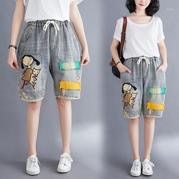 casual shorts woman elastic high waist denim harem short female vintage jean short summer cartoon patchwork retro funny shorts1, White;black
casual shorts woman elastic high waist denim harem short female vintage jean short summer cartoon patchwork retro funny shorts1, White;black