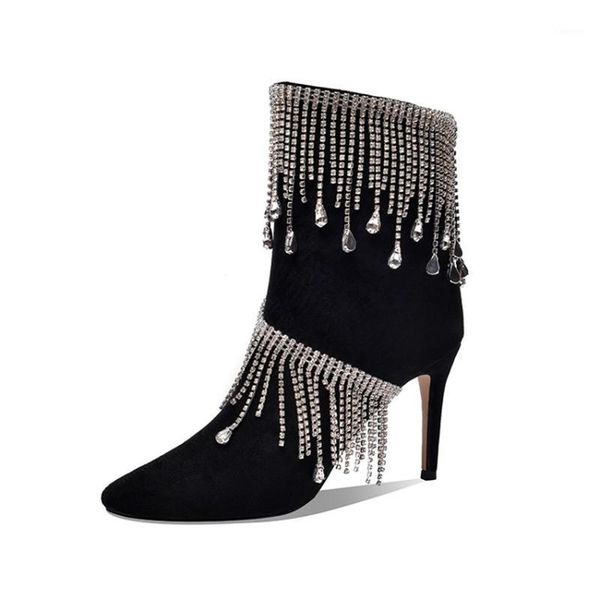 mkkhou fashion ankle boot woman 2020 autumn new pointed rhinestone tassel 9cm high heel boot woman size 33-451, Black
mkkhou fashion ankle boot woman 2020 autumn new pointed rhinestone tassel 9cm high heel boot woman size 33-451, Black