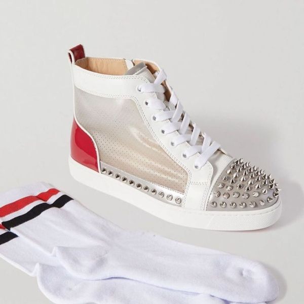 name brand france paris red soles sosoxy bottom red spikes pvc leather red bottom skateboard high sneakers party wedding casual trainers, Black
name brand france paris red soles sosoxy bottom red spikes pvc leather red bottom skateboard high sneakers party wedding casual trainers, Black