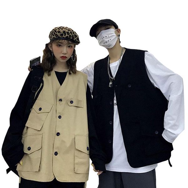 women's vests vintage couple solid vest pocket loose women men work clothes casual waistcoat autumn coats fashion chaleco xl, Black;white
women's vests vintage couple solid vest pocket loose women men work clothes casual waistcoat autumn coats fashion chaleco xl, Black;white