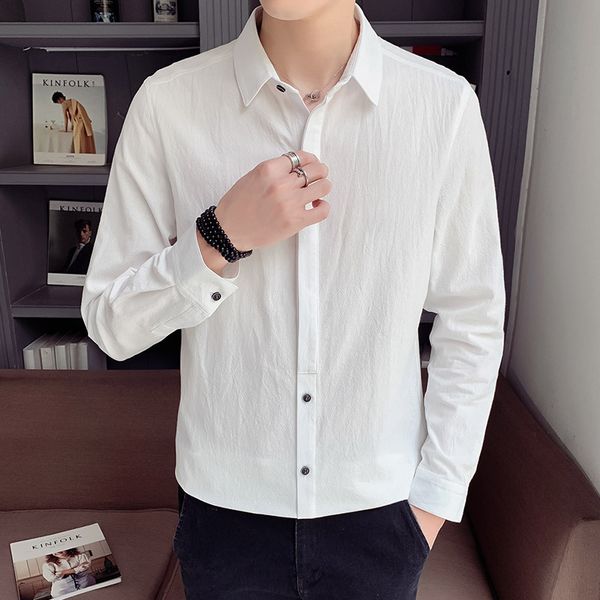 cotton autumn new casual slim size long sleeve men's white shirt 501-p30, White;black
cotton autumn new casual slim size long sleeve men's white shirt 501-p30, White;black