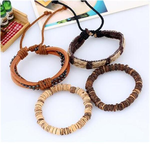 4pcs/ set braided wrap leather bracelets for men women vintage wooden beads ethnic tribal wristbands bracele bbycpf, Golden;silver
4pcs/ set braided wrap leather bracelets for men women vintage wooden beads ethnic tribal wristbands bracele bbycpf, Golden;silver