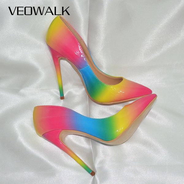 veowalk rainbow colorful patent leather women stiletto extemely high heels, ladies fashion pointed toe pumps party shoes c0202, Black
veowalk rainbow colorful patent leather women stiletto extemely high heels, ladies fashion pointed toe pumps party shoes c0202, Black