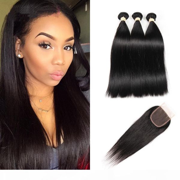 peruvian straight human hair weaves 3 bundles with lace closure middle three part non remy no tangle, Black
peruvian straight human hair weaves 3 bundles with lace closure middle three part non remy no tangle, Black