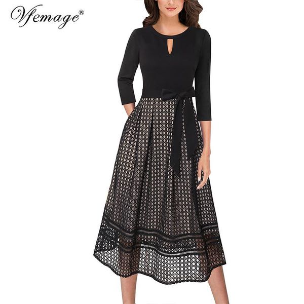 vfemage women autumn eyelet mesh keyhole patchwork pockets belted pleated work casual party fit and flare a-line midi dress 1283, Black;gray
vfemage women autumn eyelet mesh keyhole patchwork pockets belted pleated work casual party fit and flare a-line midi dress 1283, Black;gray