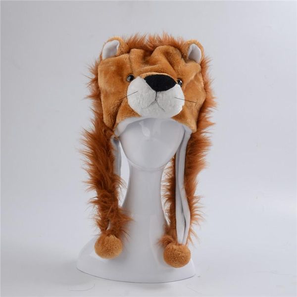 wolf dog lion monkey panda raccoon plush hat cartoon animal caps