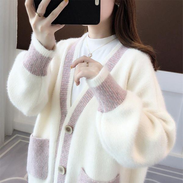women's knits & tees 2021 autumn spring mohair sweater knitting sweet loose cardigans female single breasted lantern sleeve v neck outw, White
women's knits & tees 2021 autumn spring mohair sweater knitting sweet loose cardigans female single breasted lantern sleeve v neck outw, White