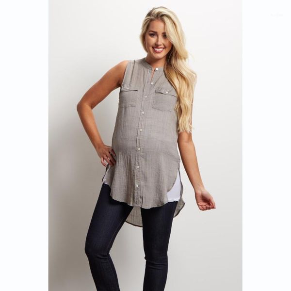stand collar sleeveless pockets pregnant shirt casual breathable thin women blouse shirt maternity 1, White
stand collar sleeveless pockets pregnant shirt casual breathable thin women blouse shirt maternity 1, White