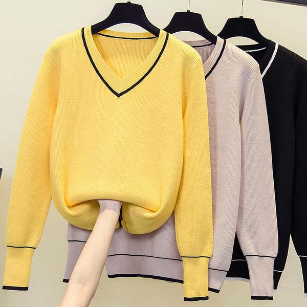 women's sweaters chic autumn winter thick sweater pullovers women long sleeve casual warm basic v-neck female knit jumpers plus size, White;black
women's sweaters chic autumn winter thick sweater pullovers women long sleeve casual warm basic v-neck female knit jumpers plus size, White;black