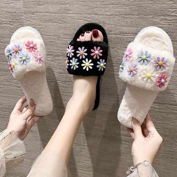 women's floral fur slippers winter warm plush fur slide fake fur flip flops furry home women slippers x1020, Black
women's floral fur slippers winter warm plush fur slide fake fur flip flops furry home women slippers x1020, Black