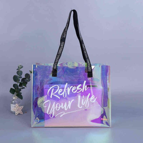 shopping bags transparent pvc handbag colorful laser bag personalized thickened fashion trend high-end enviable boutique 220304
shopping bags transparent pvc handbag colorful laser bag personalized thickened fashion trend high-end enviable boutique 220304