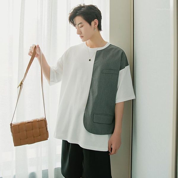 men's t-shirts ewq / men's wear summer high streetwear half-sleeve fashion color block patchwork design loose t-shirt for male ove, White;black
men's t-shirts ewq / men's wear summer high streetwear half-sleeve fashion color block patchwork design loose t-shirt for male ove, White;black