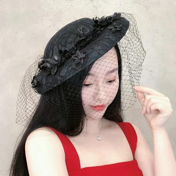 vintage ivory black lace wedding hat for women flower veil fascinator headpiece cocktail party fedora hair accessories1, Blue;gray
vintage ivory black lace wedding hat for women flower veil fascinator headpiece cocktail party fedora hair accessories1, Blue;gray