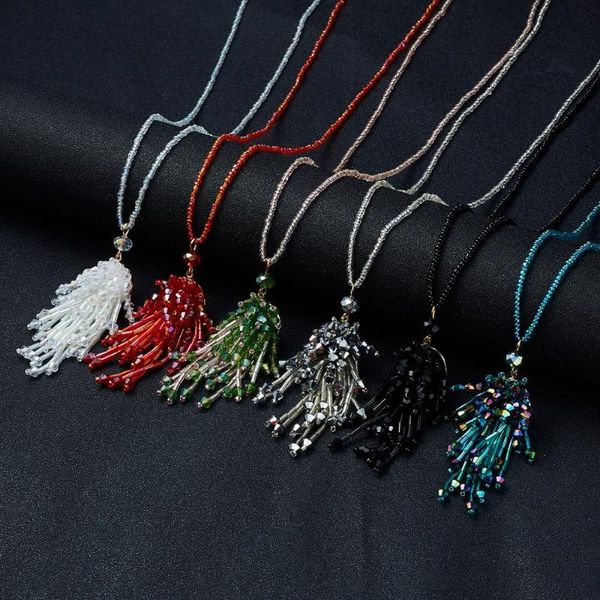 rinhoo 1pc 6 colors vintage handmade weaving crystal rice beads pendant long necklace for women's fashion jewelry gift, Silver
rinhoo 1pc 6 colors vintage handmade weaving crystal rice beads pendant long necklace for women's fashion jewelry gift, Silver